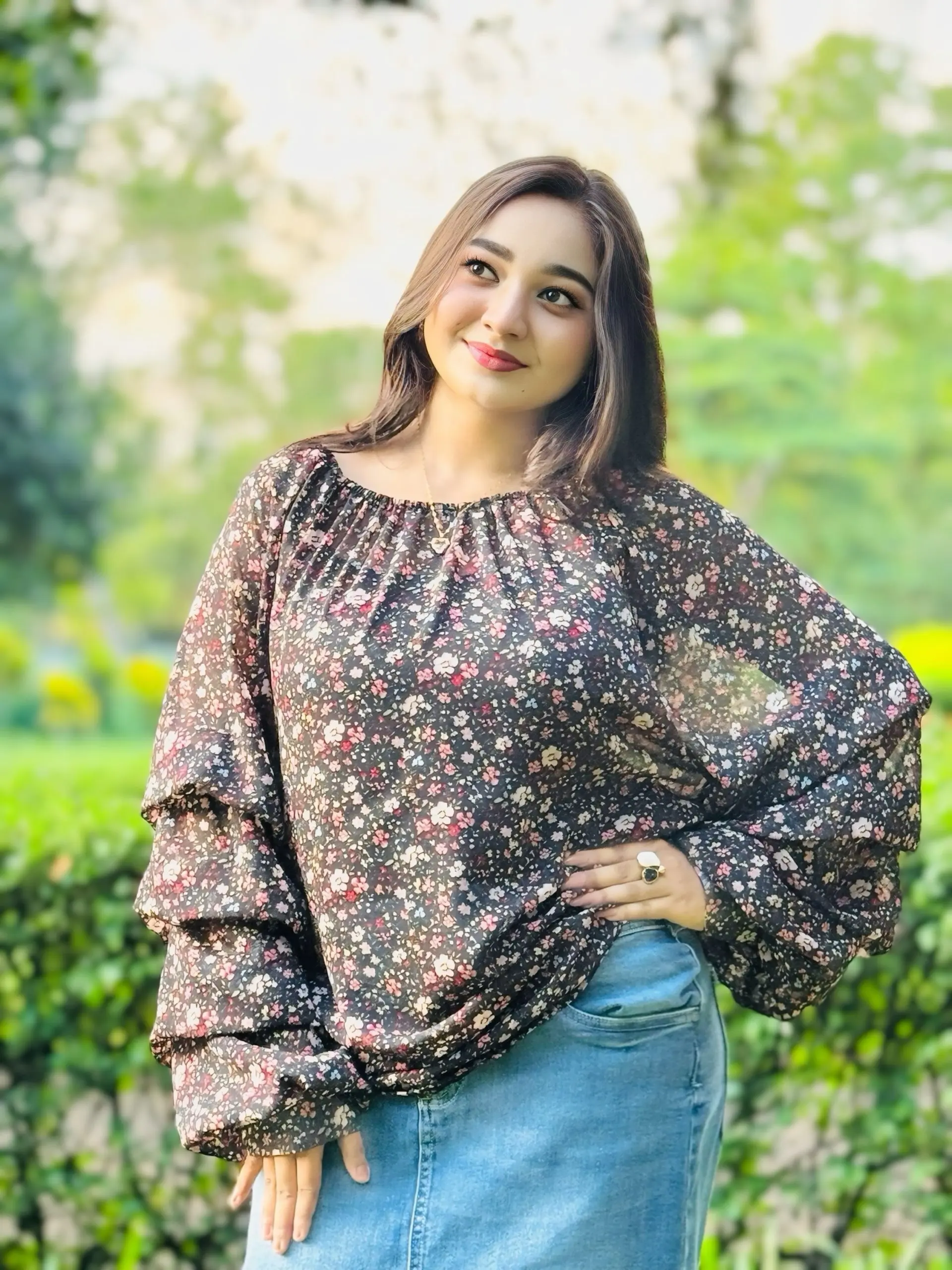 Floral Layered Sleeve Top
