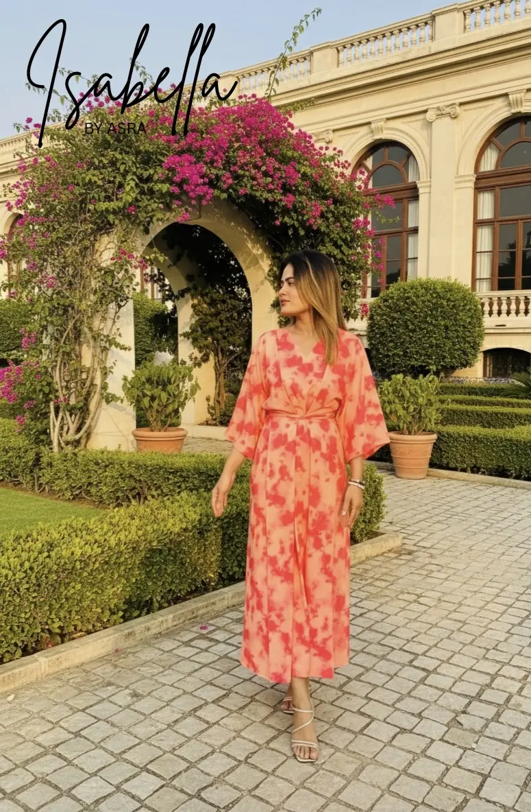 Coral Kimono-Sleeve Maxi